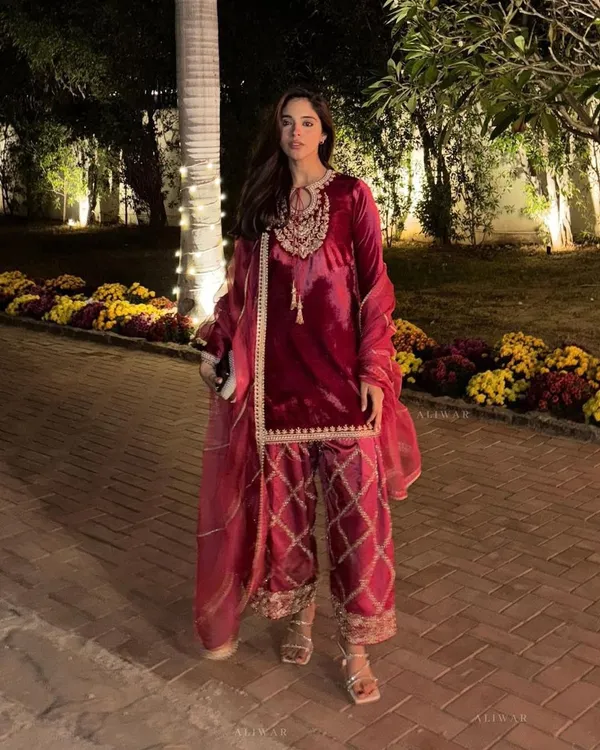 Red_Organza_Premium_&_Fancy_Design_Kurti_And_Pant_Set_For_Women