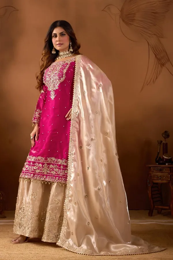 Pink_And_Off_White_Cotton_Premium_&_Fancy_Design_Sharara_Set_For_Women
