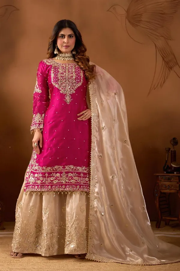 Pink_And_Off_White_Cotton_Premium_&_Fancy_Design_Sharara_Set_For_Women
