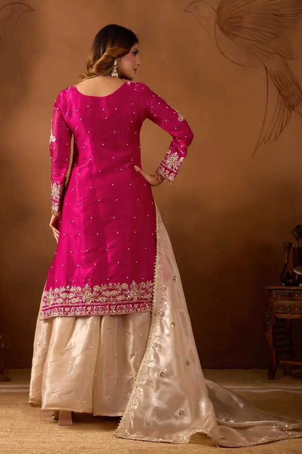 Pink_And_Off_White_Cotton_Premium_&_Fancy_Design_Sharara_Set_For_Women