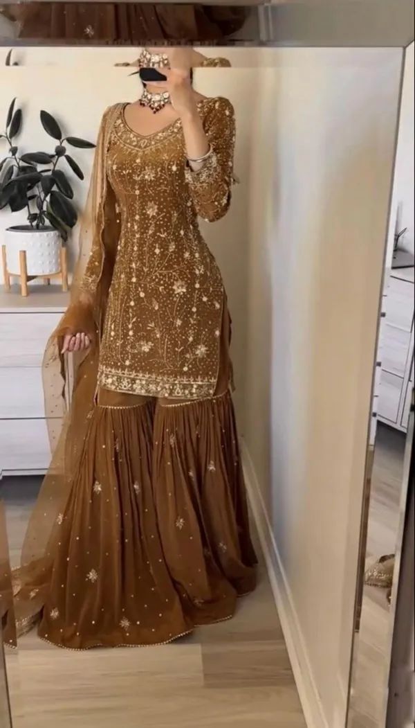 Brown_Cotton_Premium_&_Fancy_Design_Sharara_Set_For_Women