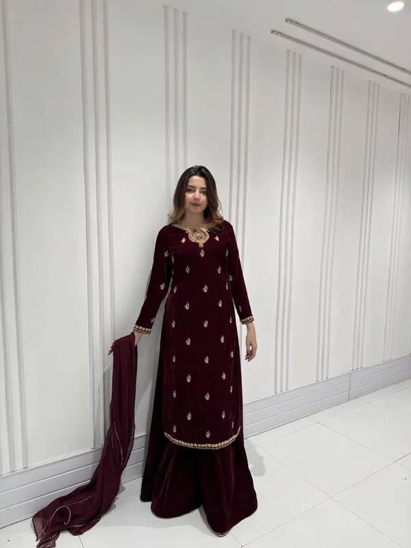 Maroon_Georgette_Premium_&_Fancy_Design_Palazzo_Set_For_Women