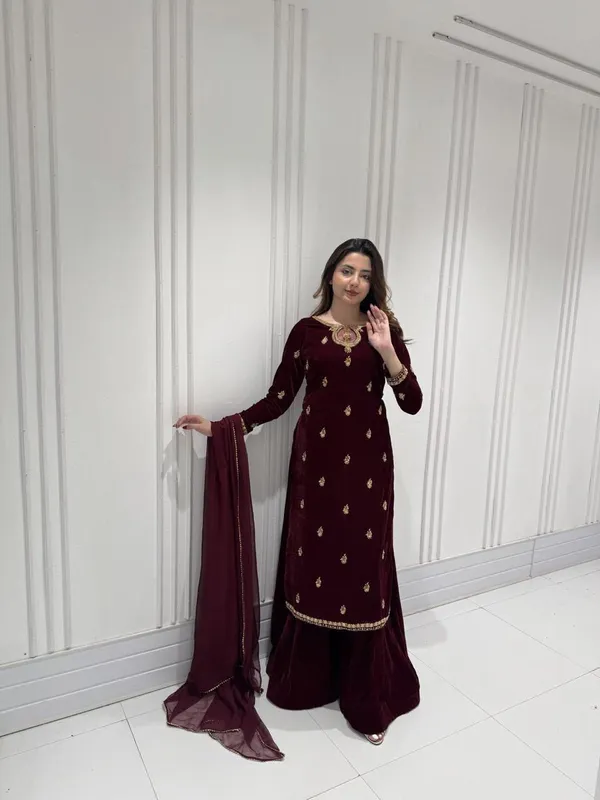 Maroon_Georgette_Premium_&_Fancy_Design_Palazzo_Set_For_Women