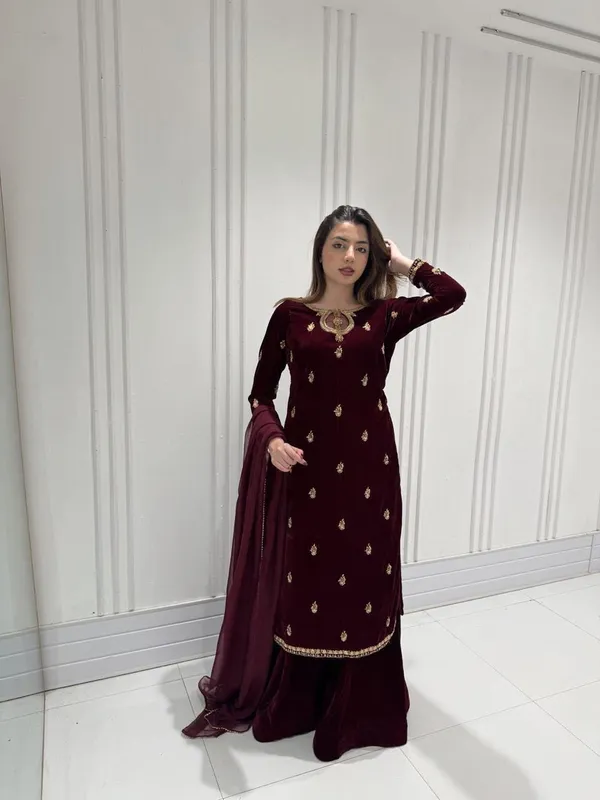 Maroon_Georgette_Premium_&_Fancy_Design_Palazzo_Set_For_Women