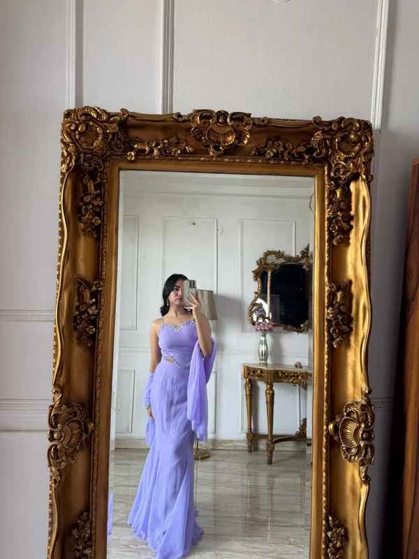 Purple_Georgette_Premium_&_Fancy_Design_Top_And_Skirt_Set_For_Women