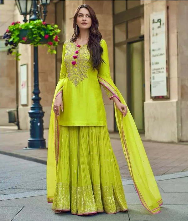 Yellow_Cotton_Premium_&_Fancy_Design_Sharara_Set_For_Women