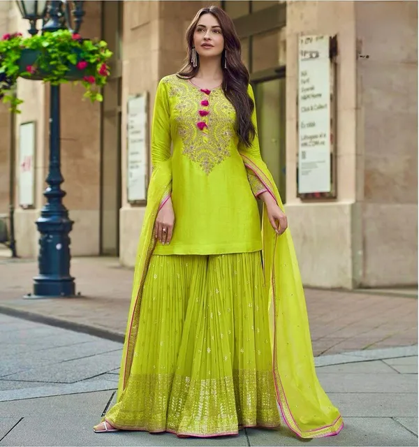 Yellow_Cotton_Premium_&_Fancy_Design_Sharara_Set_For_Women