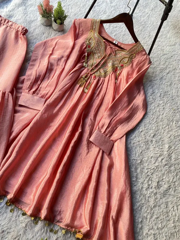 Pink_Chinon_Premium_&_Fancy_Design_Kurti_And_Palazzo_Set_For_Women
