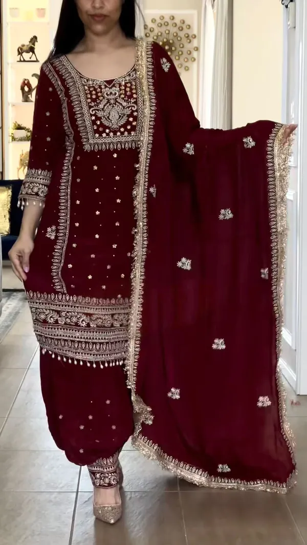 Purple_Cotton_Premium_&_Fancy_Design_Kurti_And_Pant_Set_For_Women