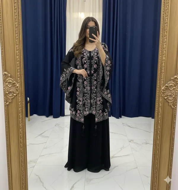 Black_Georgette_Premium_&_Fancy_Design_Kurta_And_Palazzo_Set_For_Women