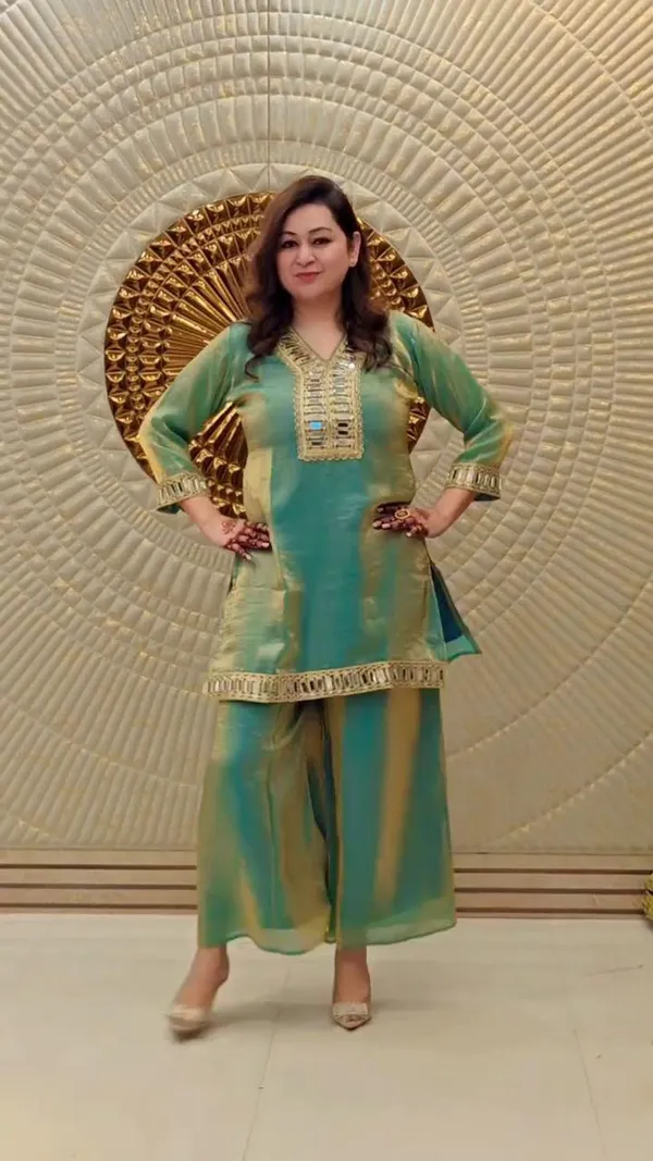 Green_Cotton_Premium_&_Fancy_Design_Kurti_And_Palazzo_Set_For_Women