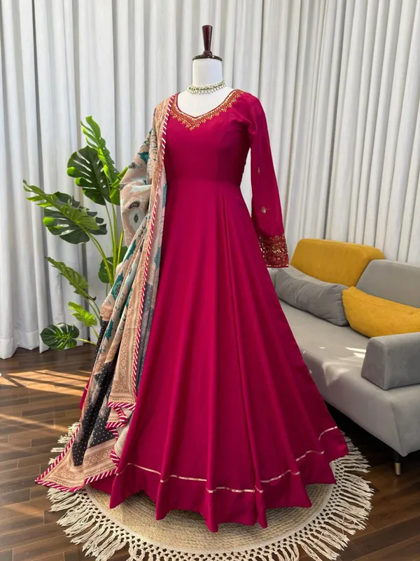 Pink_Chinon_Premium_&_Fancy_Design_Anarkali_And_Dupatta_For_Women