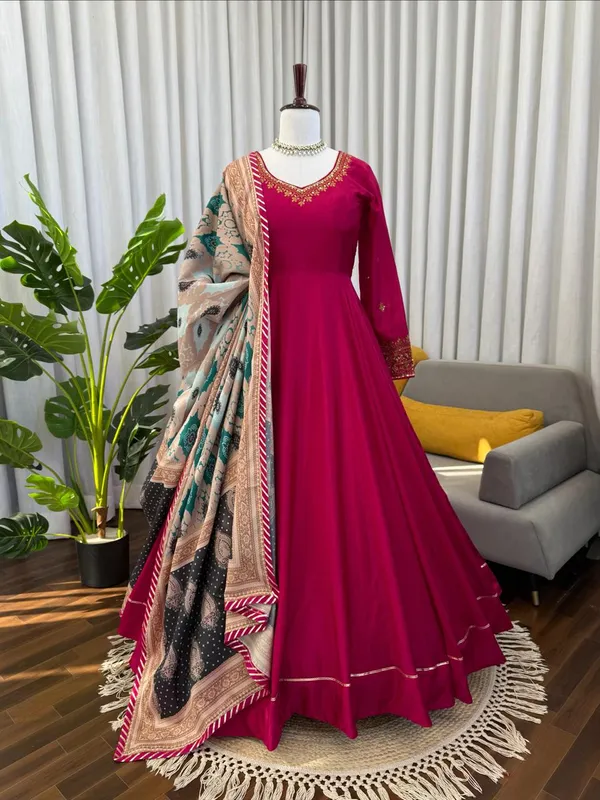 Pink_Chinon_Premium_&_Fancy_Design_Anarkali_And_Dupatta_For_Women