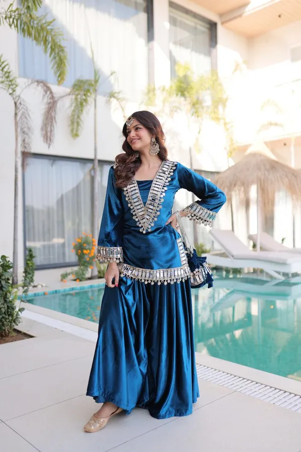 Blue_Cotton_Premium_&_Fancy_Design_Kurti_And_Palazzo_Set_For_Women