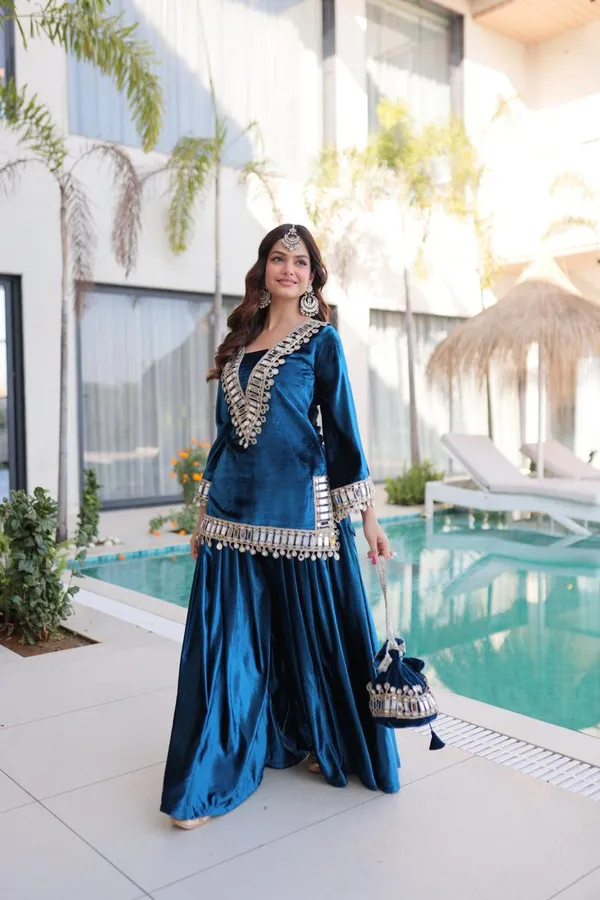 Blue_Cotton_Premium_&_Fancy_Design_Kurti_And_Palazzo_Set_For_Women
