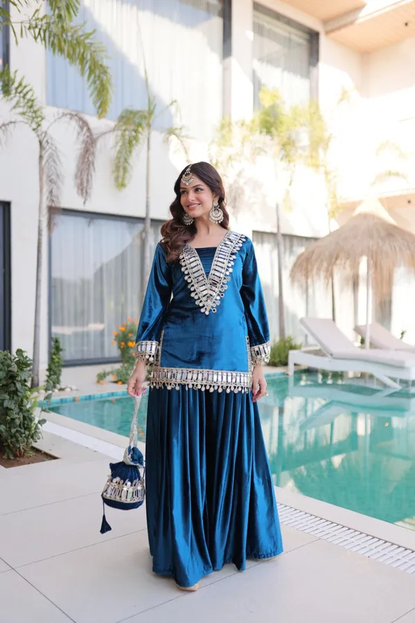 Blue_Cotton_Premium_&_Fancy_Design_Kurti_And_Palazzo_Set_For_Women