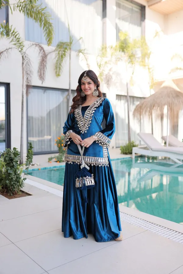 Blue_Cotton_Premium_&_Fancy_Design_Kurti_And_Palazzo_Set_For_Women