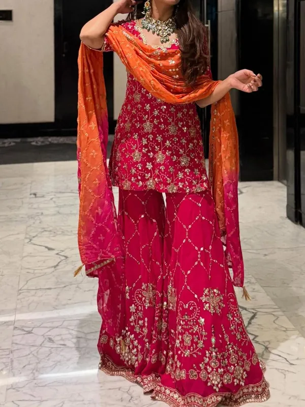 Pink_Cotton_Premium_&_Fancy_Design_Sharara_Set_For_Women
