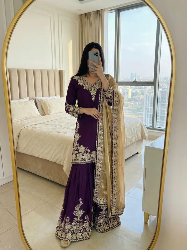 Purple_Cotton_Premium_&_Fancy_Design_Sharara_Set_For_Women