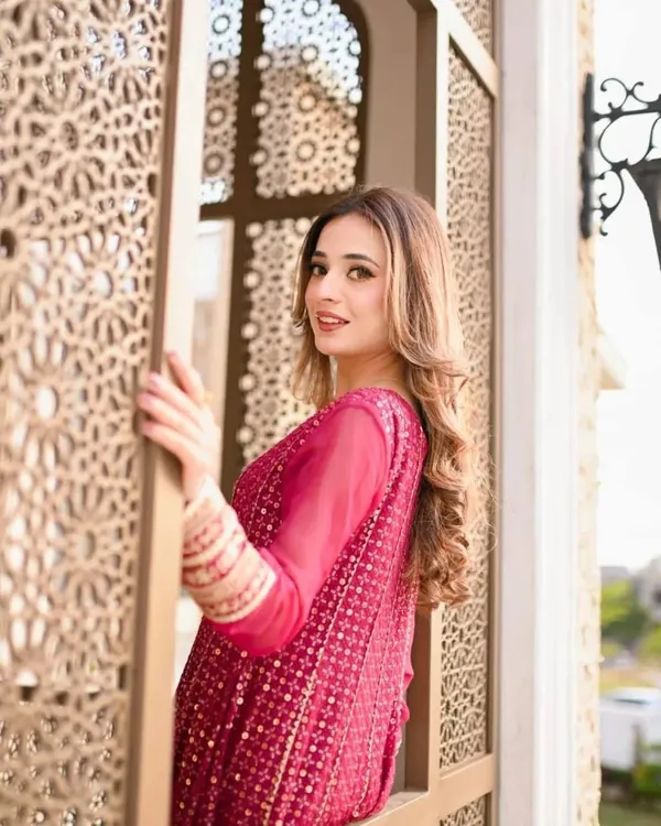 Pink_Georgette_Premium_&_Fancy_Design_Aline_Kurta_And_Pant_Set_For_Women