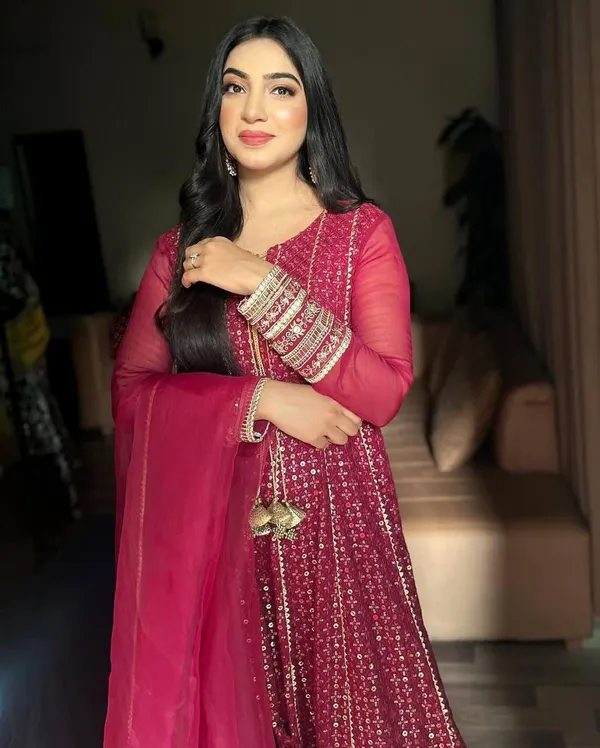 Pink_Georgette_Premium_&_Fancy_Design_Aline_Kurta_And_Pant_Set_For_Women