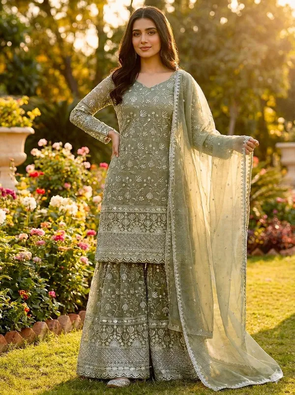 Olive_Cotton_Premium_&_Fancy_Design_Sharara_Set_For_Women