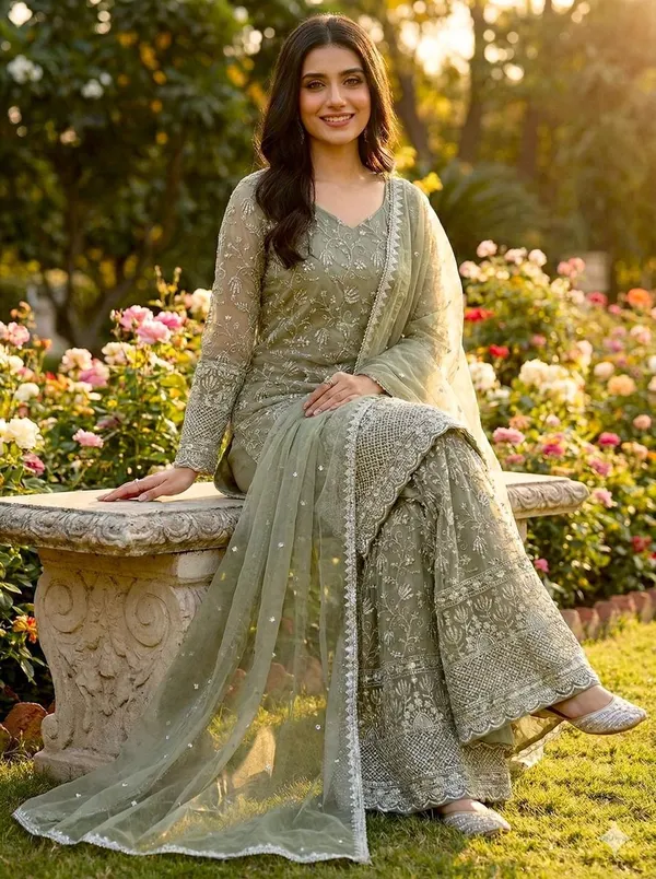 Olive_Cotton_Premium_&_Fancy_Design_Sharara_Set_For_Women