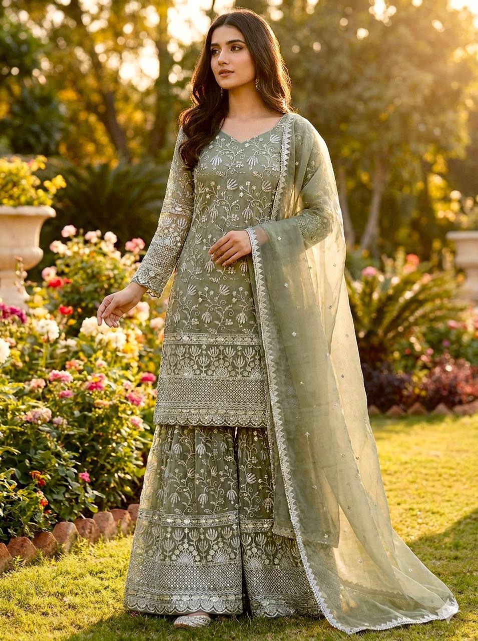 Olive_Cotton_Premium_&_Fancy_Design_Sharara_Set_For_Women