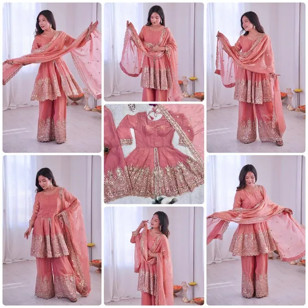 Pink_Cotton_Premium_&_Fancy_Design_Kurti_And_Sharara_Set_For_Women