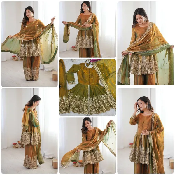 Yellow_Cotton_Premium_&_Fancy_Design_Kurti_And_Sharara_Set_For_Women