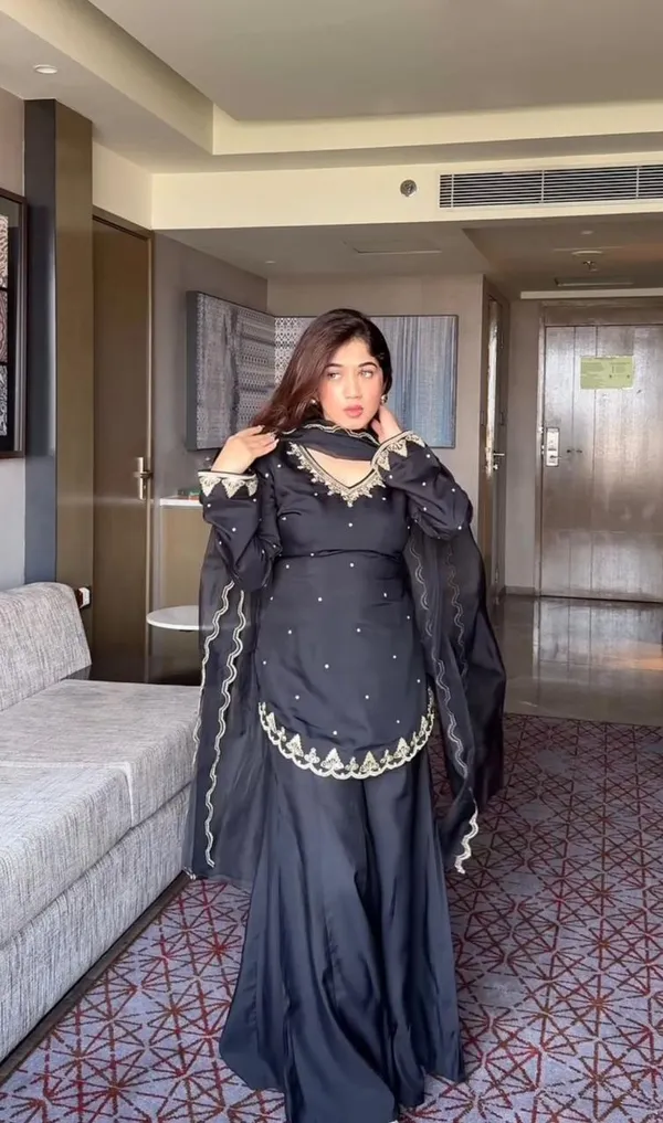 Black_Cotton_Premium_&_Fancy_Design_Sharara_Set_For_Women