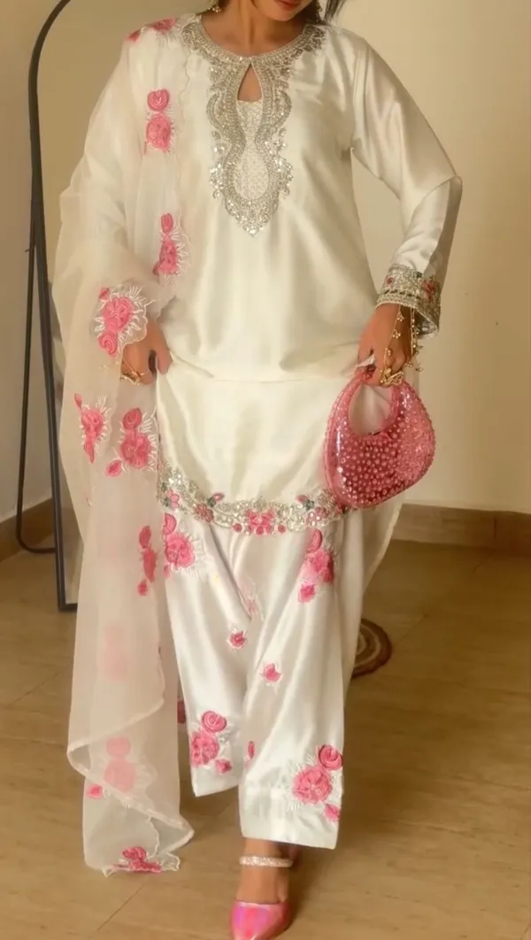 White_Cotton_Premium_&_Fancy_Design_Kurti_And_Palazzo_Set_For_Women