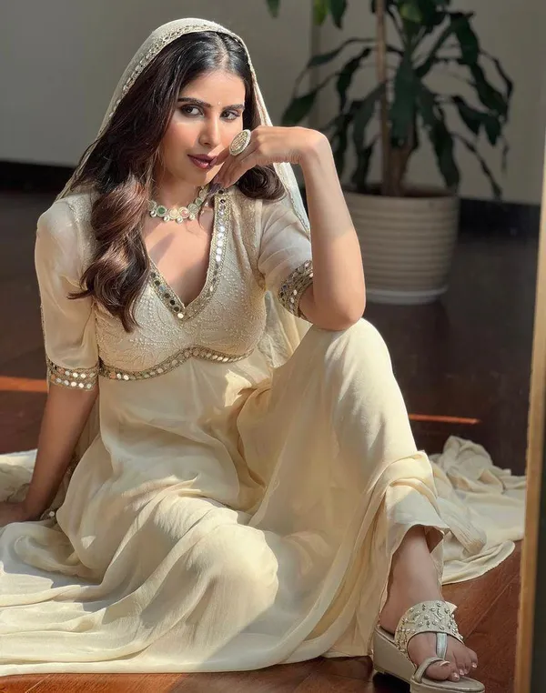 Cream_Cotton_Premium_&_Fancy_Design_A_Line_Kurti_For_Women