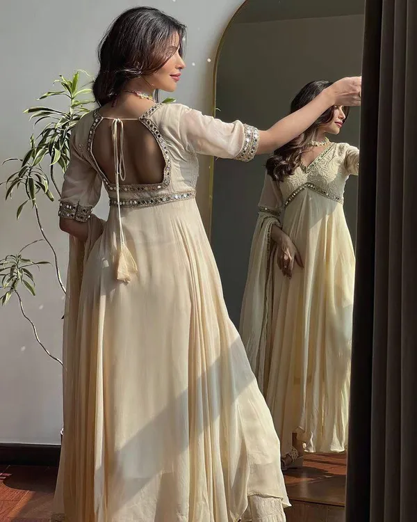 Cream_Cotton_Premium_&_Fancy_Design_A_Line_Kurti_For_Women