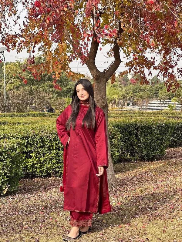 Red_Cotton_Premium_&_Fancy_Design_Straight_Kurti_And_Pant_For_Women