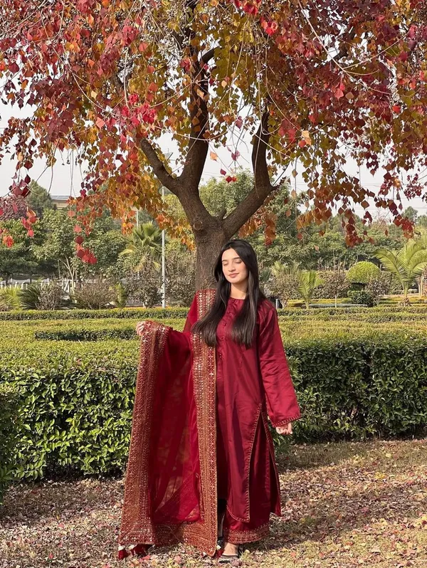 Red_Cotton_Premium_&_Fancy_Design_Straight_Kurti_And_Pant_For_Women