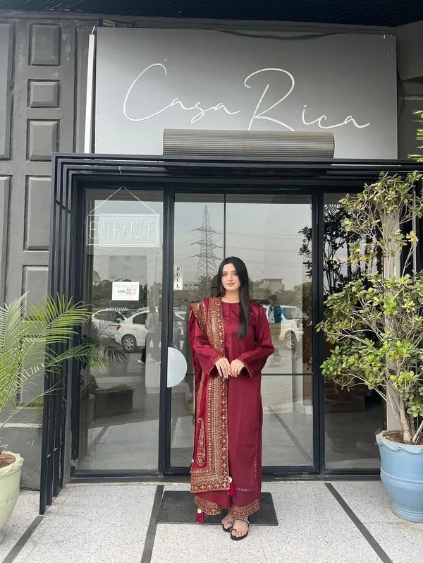 Red_Cotton_Premium_&_Fancy_Design_Straight_Kurti_And_Pant_For_Women