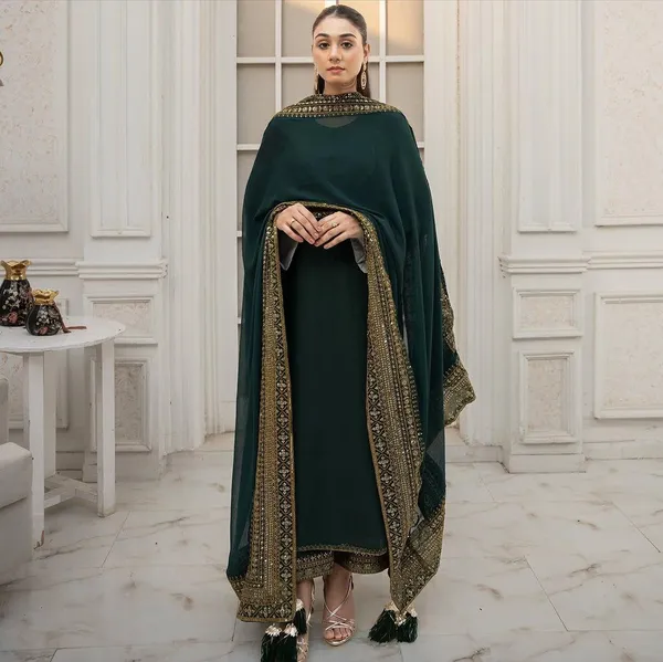 Green_Cotton_Premium_&_Fancy_Design_Straight_Kurti_And_Pant_For_Women