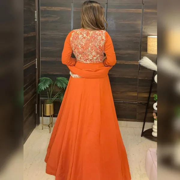 Orange_Georgette_Premium_&_Fancy_Design_Gown_For_Women