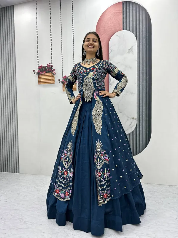Blue_Pure_Vichitra_Premium_&_Fancy_Design_Anarkali_For_Women