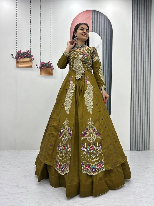Green_Pure_Vichitra_Premium_&_Fancy_Design_Anarkali_For_Women