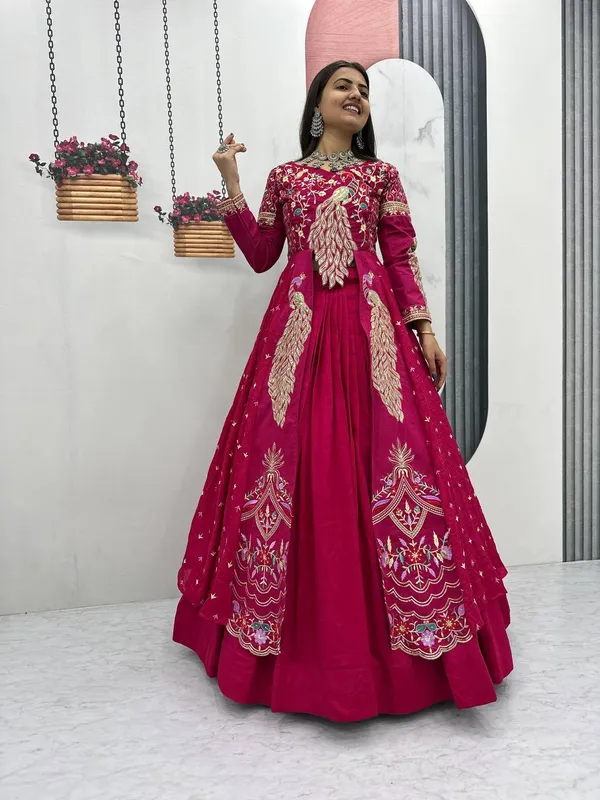 Pink_Pure_Vichitra_Premium_&_Fancy_Design_Anarkali_For_Women