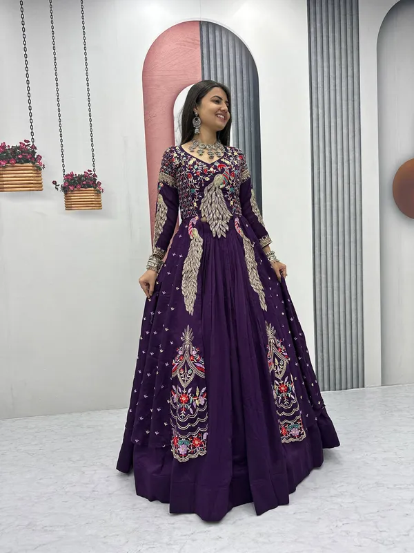 Purple_Pure_Vichitra_Premium_&_Fancy_Design_Anarkali_Set_For_Women