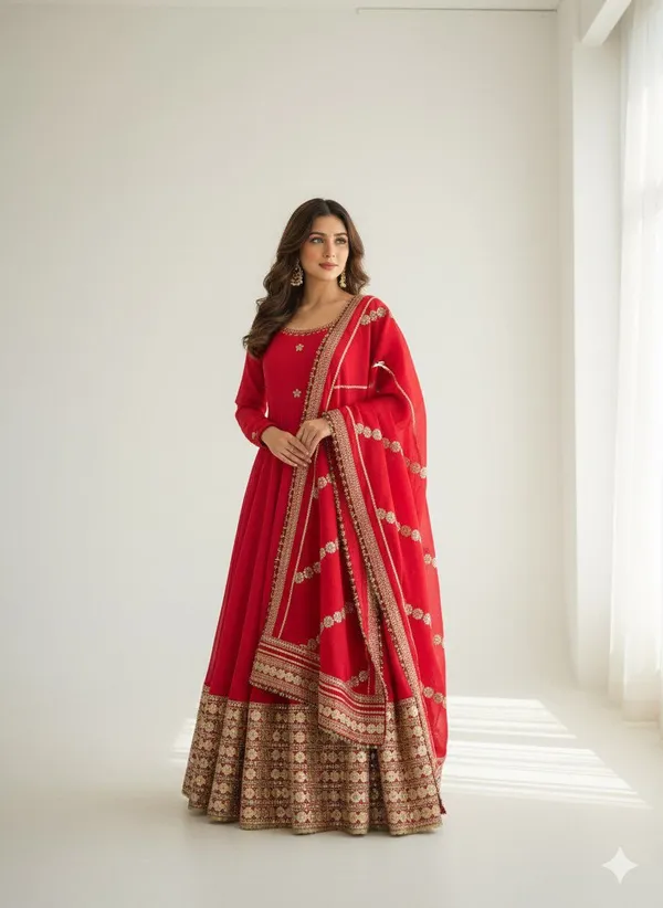 Red_Chinon_Premium_&_Fancy_Design_Suit_Set_For_Women