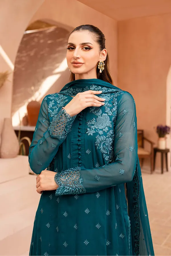 Blue_Georgette_Premium_&_Fancy_Design_Kurti_And_Dupatta_Set_For_Women