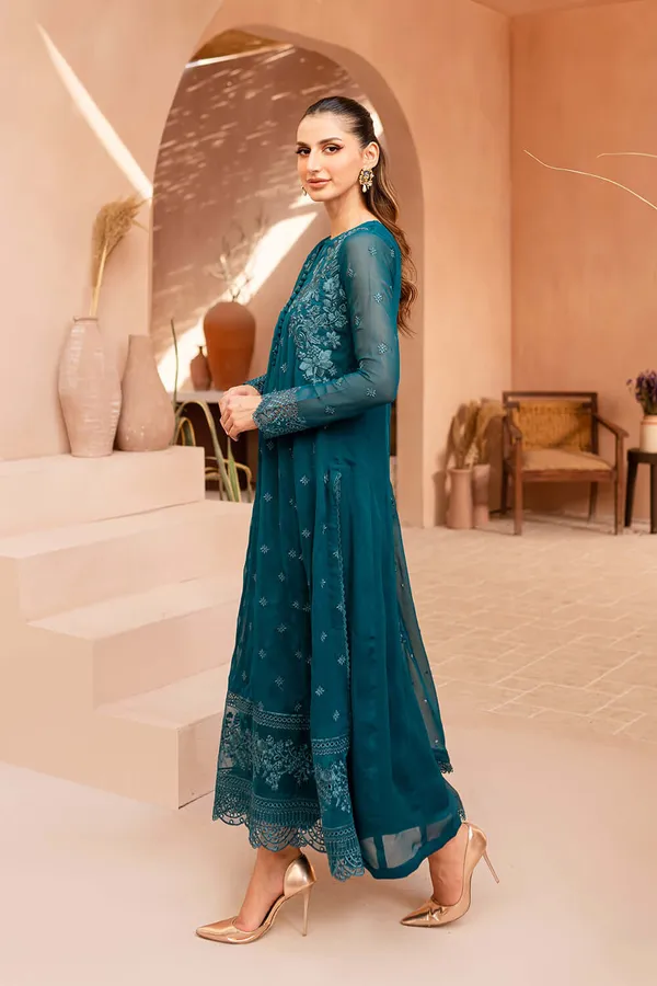 Blue_Georgette_Premium_&_Fancy_Design_Kurti_And_Dupatta_Set_For_Women