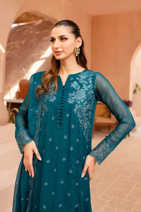 Blue_Georgette_Premium_&_Fancy_Design_Kurti_And_Dupatta_Set_For_Women