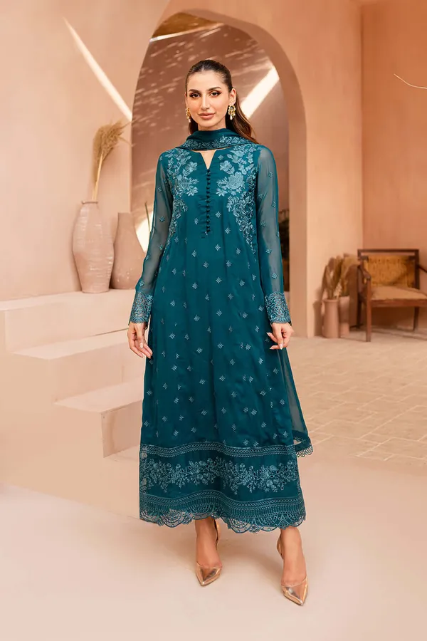Blue_Georgette_Premium_&_Fancy_Design_Kurti_And_Dupatta_Set_For_Women