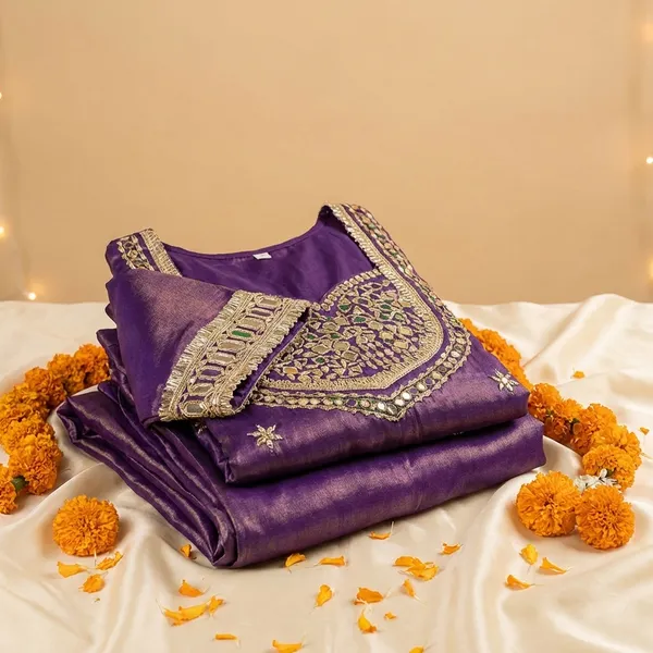 Deep_Purple_Silk_Premium_&_Fancy_Design_Kurti_And_Pant_Set_For_Women