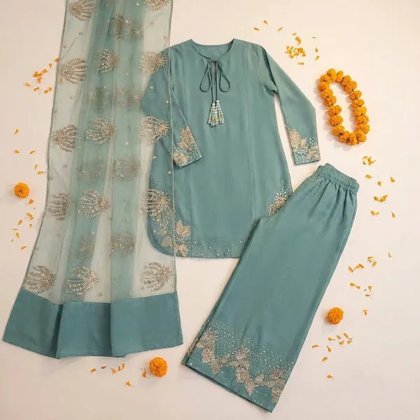 Blue_Cotton_Premium_&_Fancy_Design_Kurti_And_Palazzo_Set_For_Women